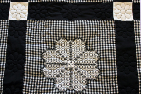 Black and White Chicken Scratch Embroidery Quilt