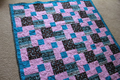 Coffee, Pink and Blues Quilt