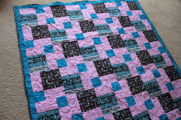 Coffee, Pink and Blues Quilt