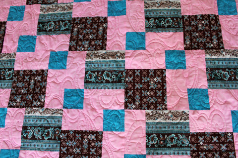 Coffee, Pink and Blues Quilt