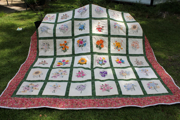 Embroidered Flowers Quilt