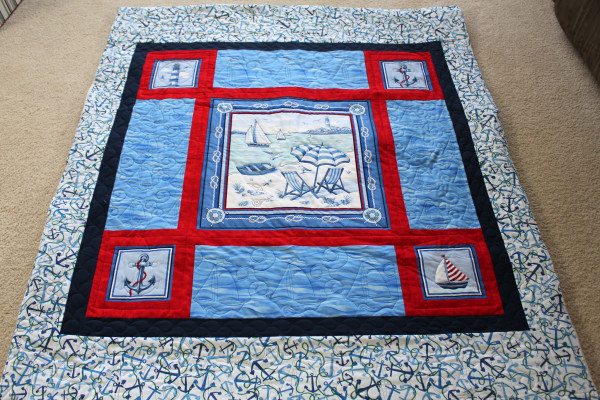 Blue Water and White Sand Quilt