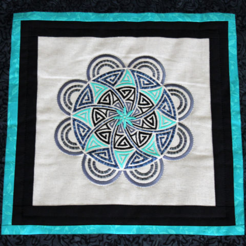 Black, Blue and Gray Embroidery Quilt