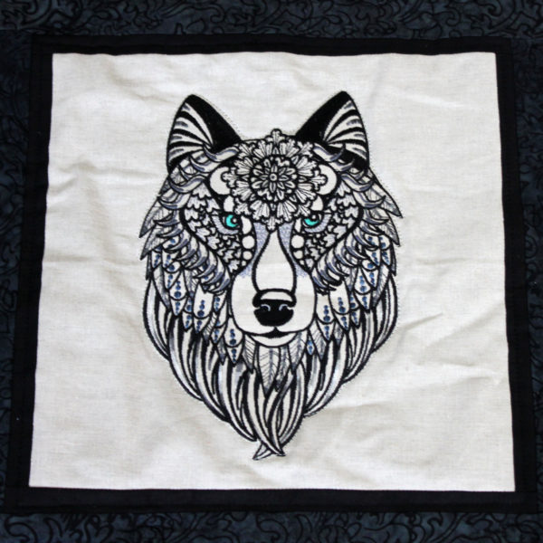 Black, Blue and Gray Embroidery Quilt
