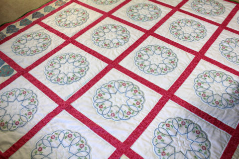 Embroidered Hearts Quilt