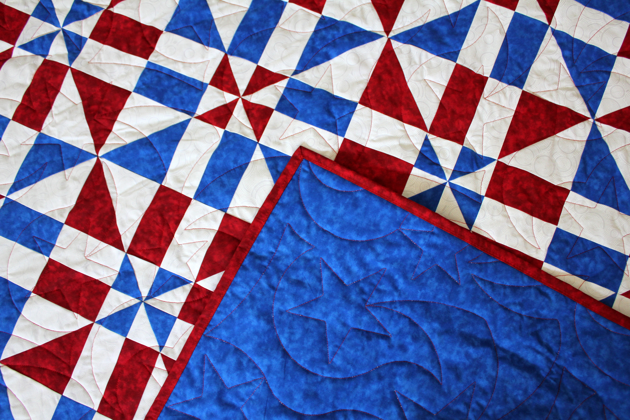 Red, White & Blue Disappearing Pinwheel Throw – Lady Bird Quilts