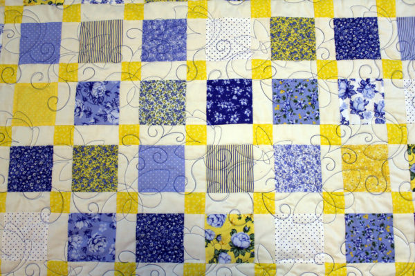 Blue and Yellow Flowers Quilt