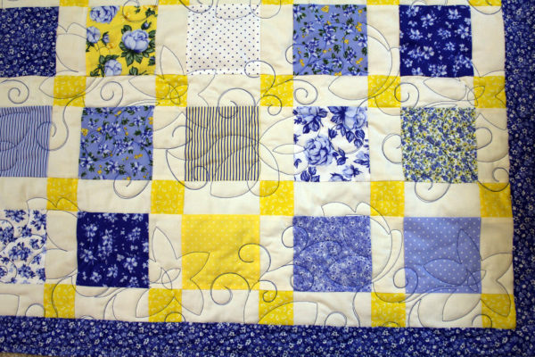 Blue and Yellow Flowers Quilt