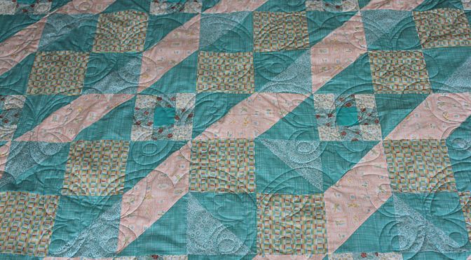 Turquoise and Roses Quilt