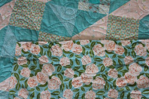 Turquoise and Roses Quilt