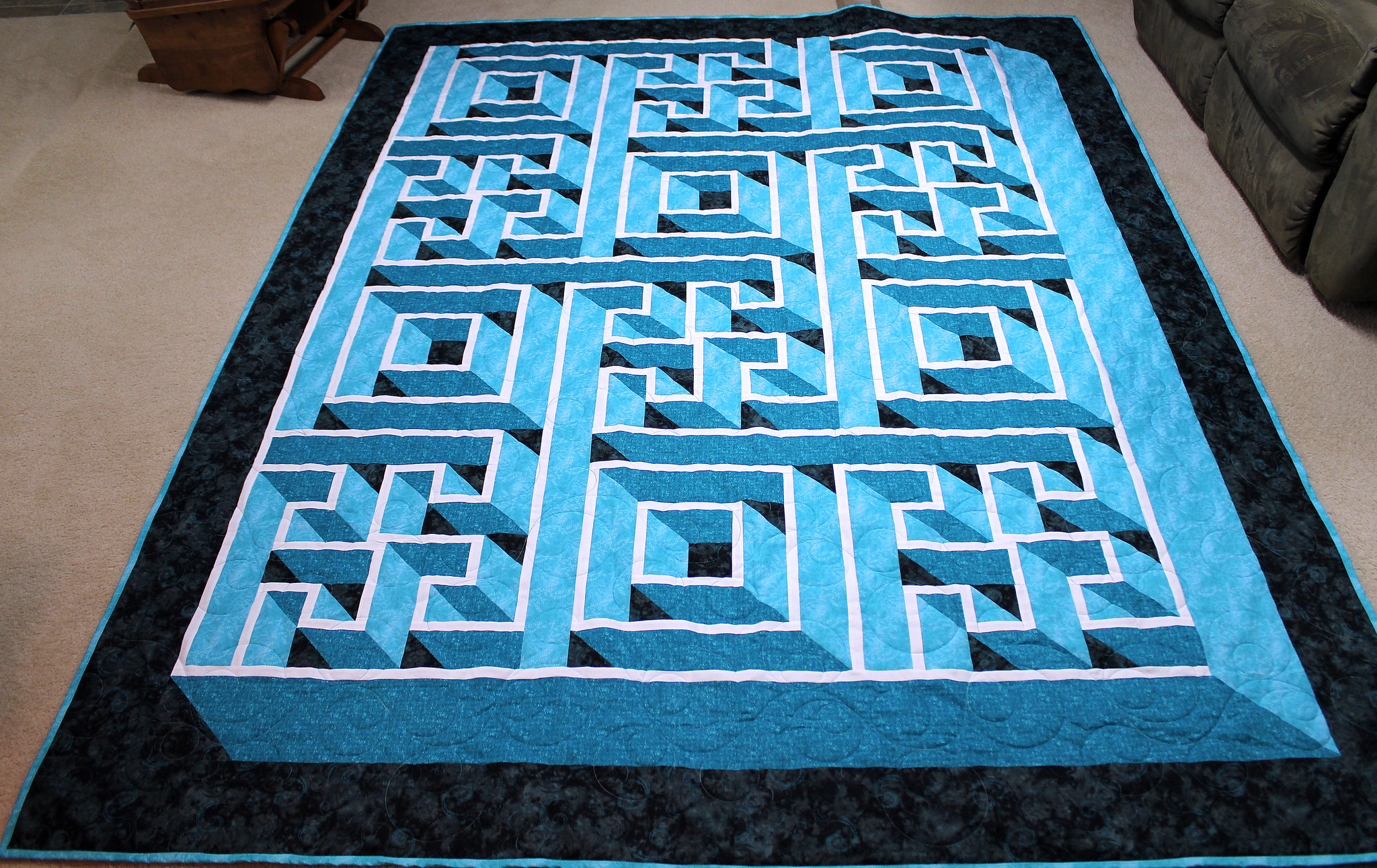 Turquoise Labyrinth Quilt Lady Bird Quilts