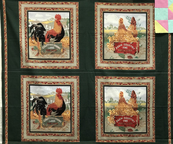 Hen and Rooster Pillow Panel