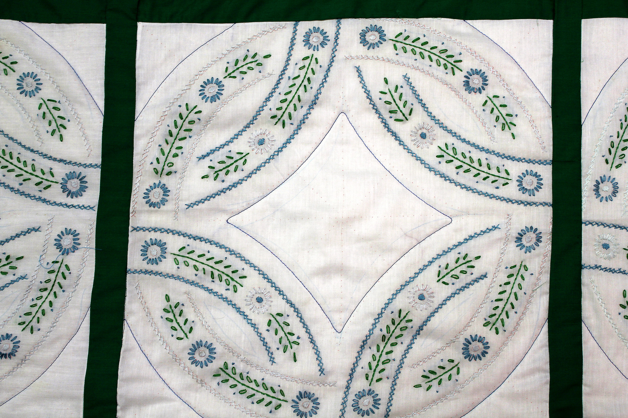 Double Wedding Ring Embroidery and Cross Stitch Quilt