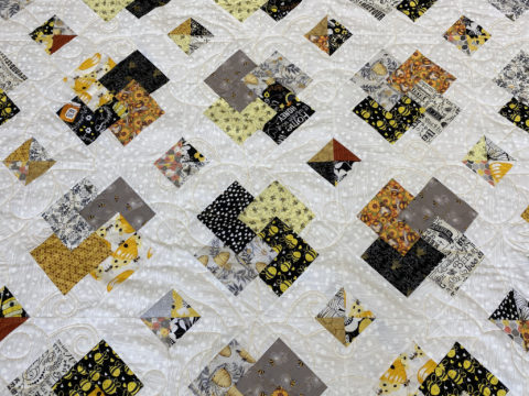 Theresa’s Card Trick Quilt featuring Honey Bees