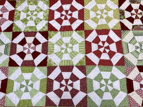 Beth’s Red & Green Geometric Quilt