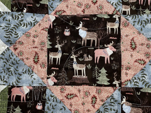 Brown and Pink, Deer and Moose Quilt by Denise