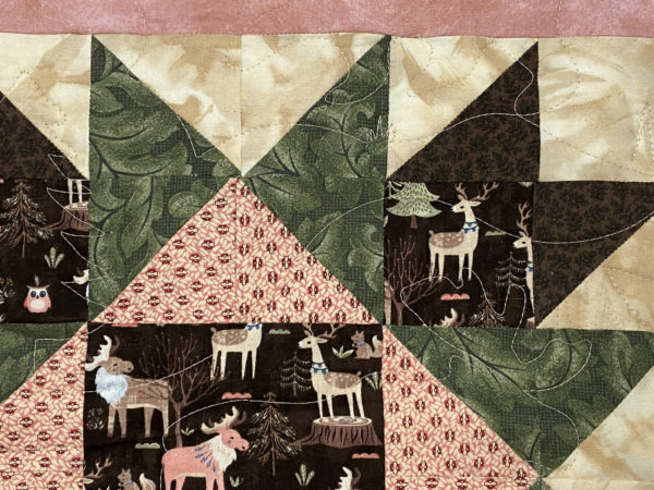 Brown and Pink, Deer and Moose Quilt by Denise