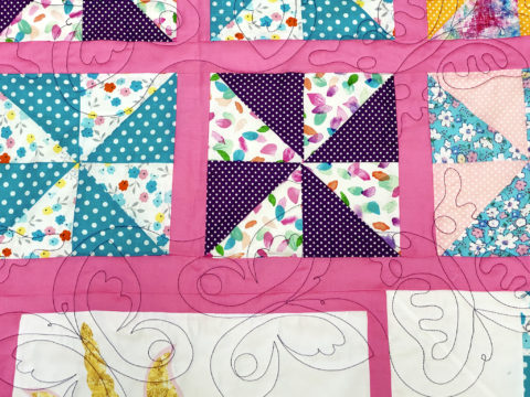 Pretty N Pink Pinwheel Quilt by Lywanda