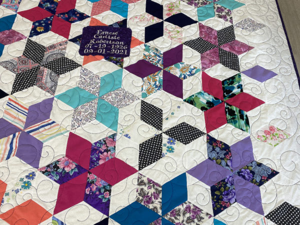 Beverly’s Sixty Degree Diamond Memory Quilt