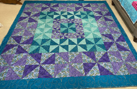 Patti’s Teal and Purple Pinwheel Quilt