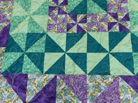 Patti’s Teal and Purple Pinwheel Quilt