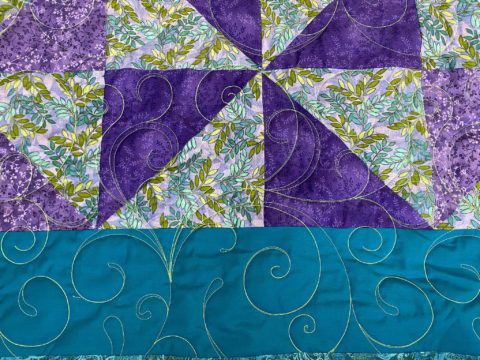 Patti’s Teal and Purple Pinwheel Quilt