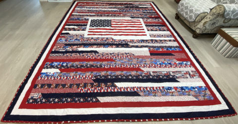 American Flag Patriotic Quilt for Pug