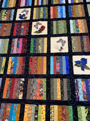 Flowers and Butterflies Strip Quilt