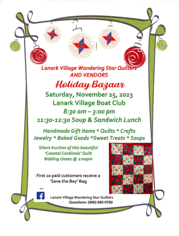 Lanark Village Wandering Star Quilters and Vendors Holiday Bazaar