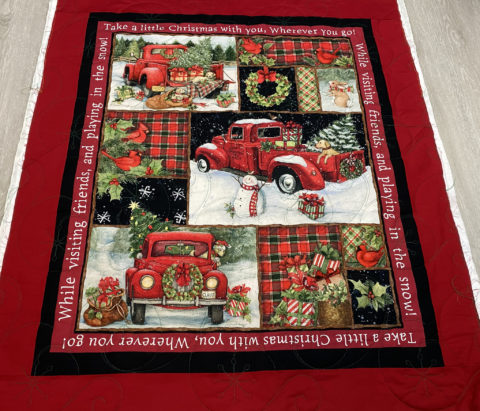 Red Truck Christmas Throw by Ann