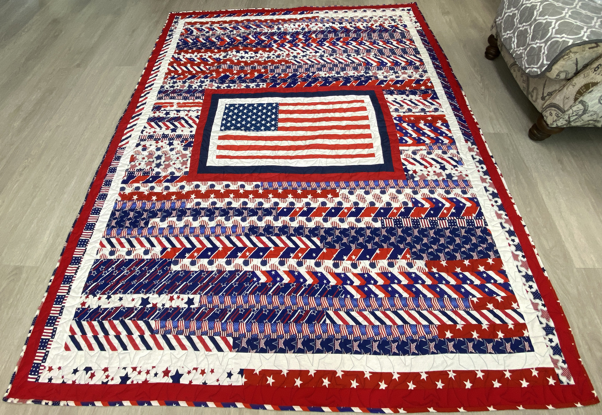 Vickie’s Jelly Roll and Flag Quilt