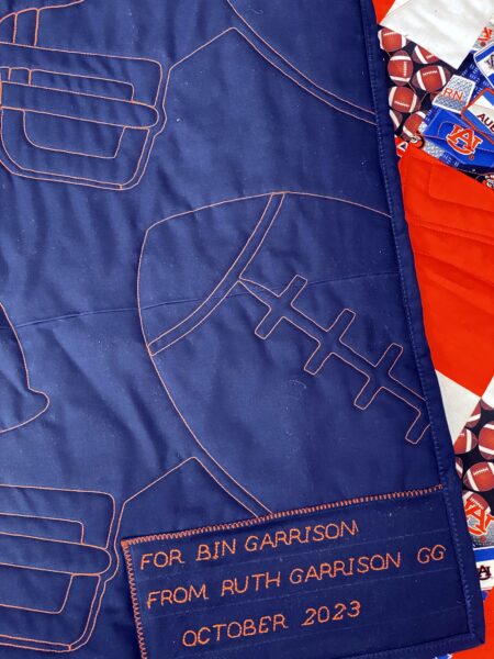 Auburn Tigers Quilt by Ruth Garrison - quilting detail